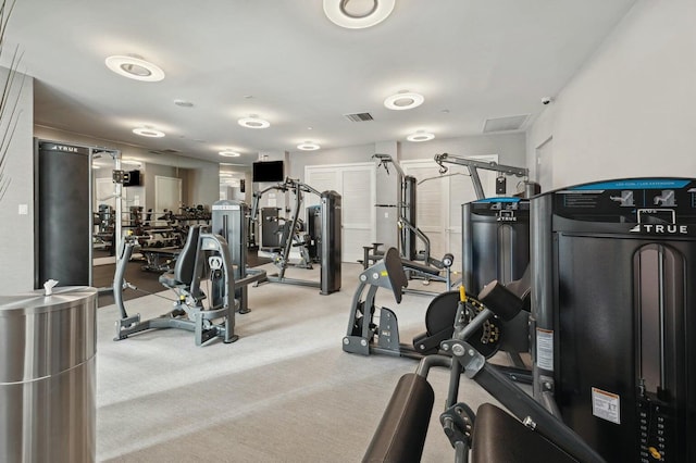 300 SE 5th Ave Unit 2050, Boca Raton, FL 33432 - gym with visible vents and light carpet