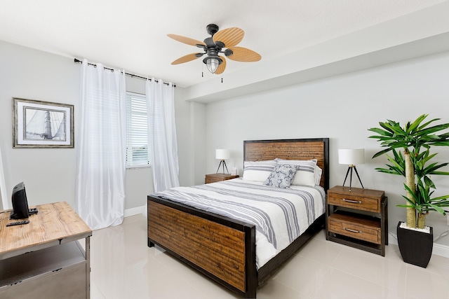 255 NE 3rd Ave Unit 2501, Delray Beach, FL 33444 - bedroom featuring baseboards, light tile patterned floors, and ceiling fan