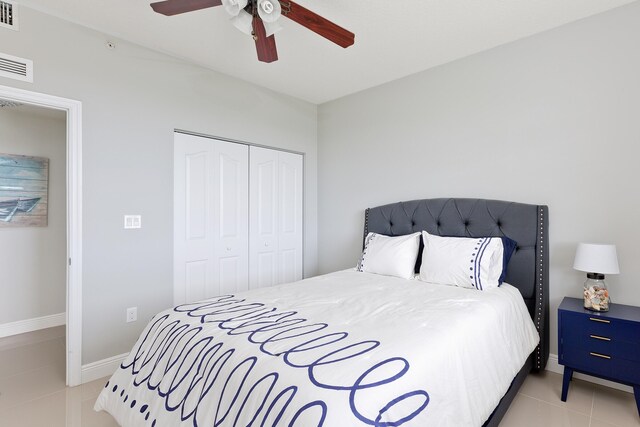 255 NE 3rd Ave Unit 2501, Delray Beach, FL 33444 - bedroom featuring light tile patterned flooring, visible vents, and a closet