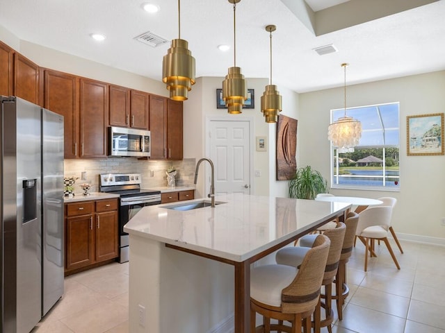 6000 Venetto Way, Vero Beach, FL 32967 - kitchen with visible vents, appliances with stainless steel finishes, decorative backsplash, and a sink