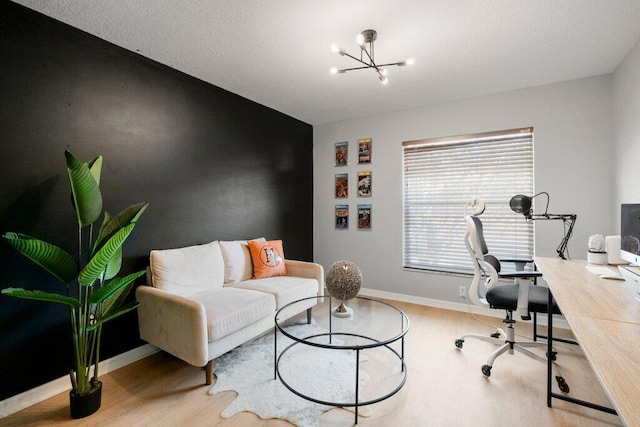 453 Rainbow Springs Ter, Royal Palm Beach, FL 33411 - office with wood finished floors, a chandelier, and baseboards