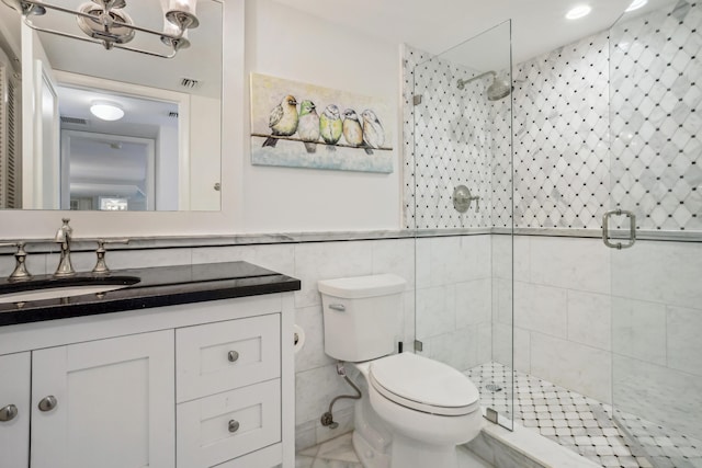 4201 N Ocean Blvd Unit 208, Boca Raton, FL 33431 - full bathroom with vanity, a shower stall, toilet, and visible vents