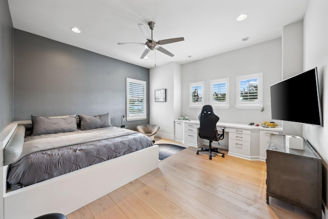 7339 NW 28th Way, Boca Raton, FL 33496 - bedroom featuring recessed lighting, a ceiling fan, and light wood-type flooring