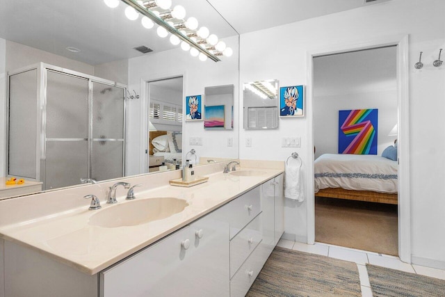 4511 Meadowlark Ln, Boynton Beach, FL 33436 - ensuite bathroom featuring connected bathroom, visible vents, a stall shower, and a sink