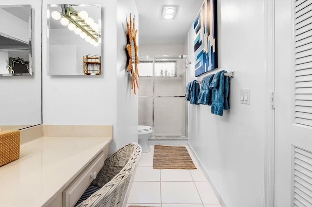 4511 Meadowlark Ln, Boynton Beach, FL 33436 - full bathroom featuring tile patterned floors, toilet, baseboards, and a shower stall