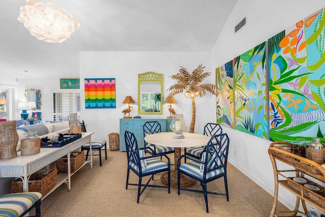 4511 Meadowlark Ln, Boynton Beach, FL 33436 - dining space featuring baseboards, visible vents, and carpet floors