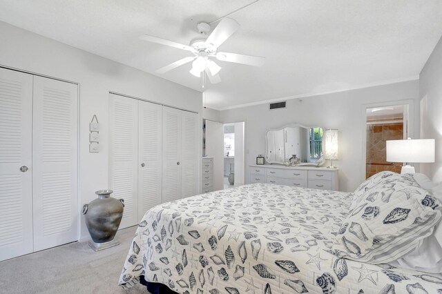 3212 S Ocean Blvd Unit 404-A, Highland Beach, FL 33487 - bedroom featuring carpet, access to exterior, a textured ceiling, and a ceiling fan