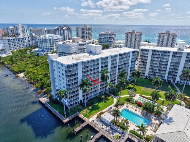 3212 S Ocean Blvd Unit 404-A, Highland Beach, FL 33487 - dock featuring a water view