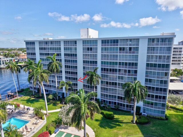 3212 S Ocean Blvd Unit 404-A, Highland Beach, FL 33487 - view of apartment building / complex with a water view