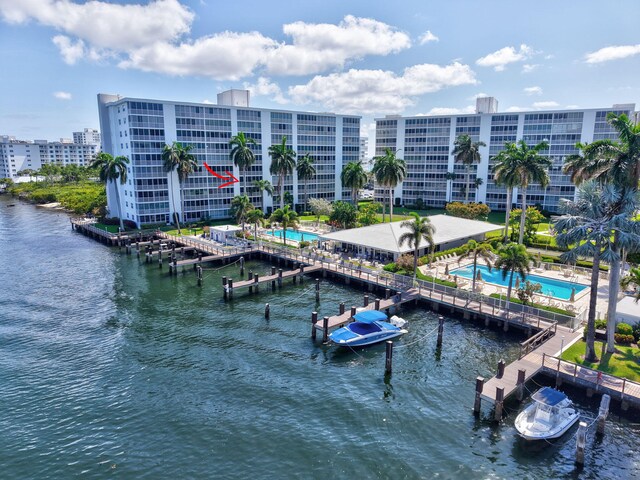 3212 S Ocean Blvd Unit 404-A, Highland Beach, FL 33487 - water view featuring a boat dock