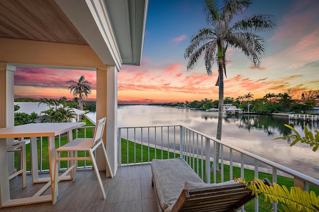 balcony with a water view