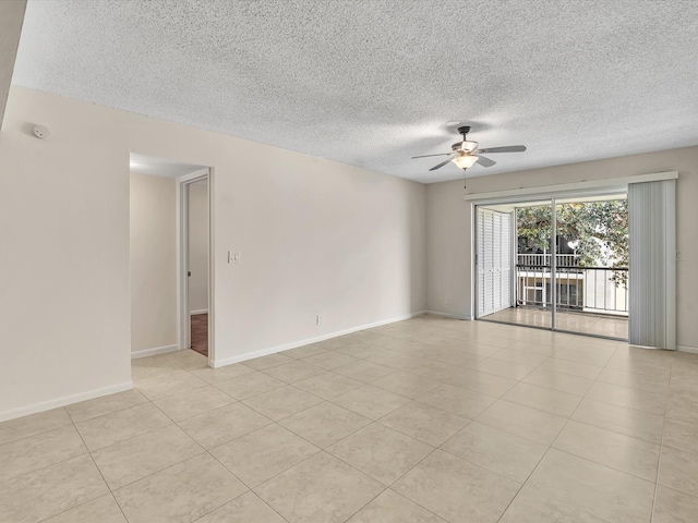 614 NW 13th St Unit 27, Boca Raton, FL 33486 - spare room with baseboards, a textured ceiling, ceiling fan, and light tile patterned floors