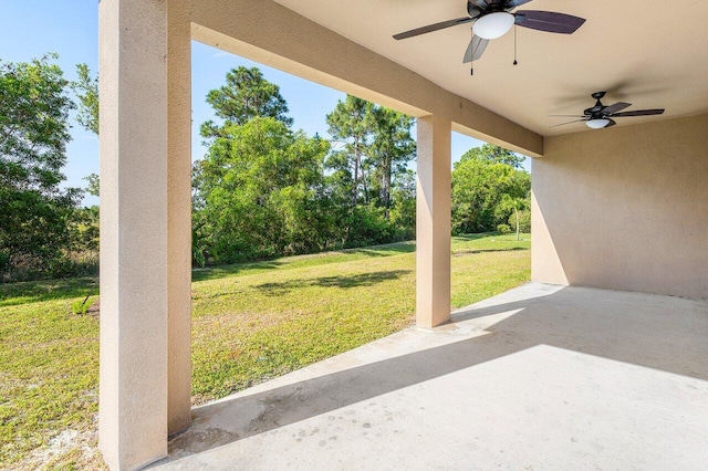 6056 NW Regent St, Port Saint Lucie, FL 34983 - view of patio / terrace featuring a ceiling fan