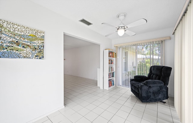 208 Cape Cod Cir, Lake Worth, FL 33467 - living area featuring a ceiling fan and light tile patterned flooring