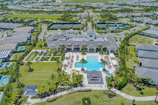 drone / aerial view with a residential view