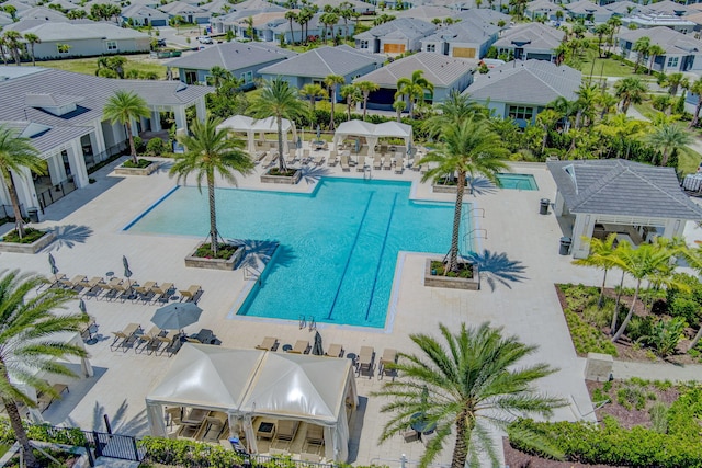 bird's eye view with a residential view
