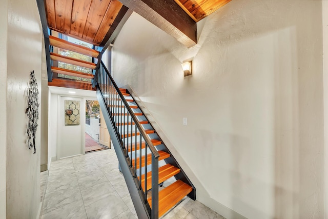 stairway with baseboards