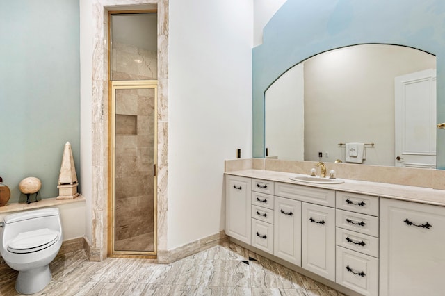 16330 Vintage Oaks Ln, Delray Beach, FL 33484 - bathroom with a stall shower, toilet, baseboards, and vanity