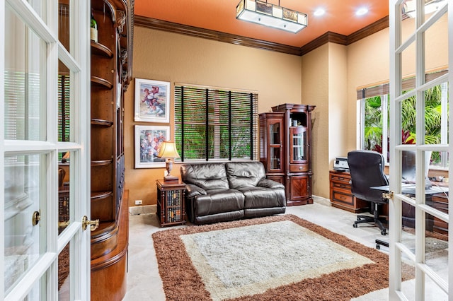 16330 Vintage Oaks Ln, Delray Beach, FL 33484 - office space featuring crown molding and french doors