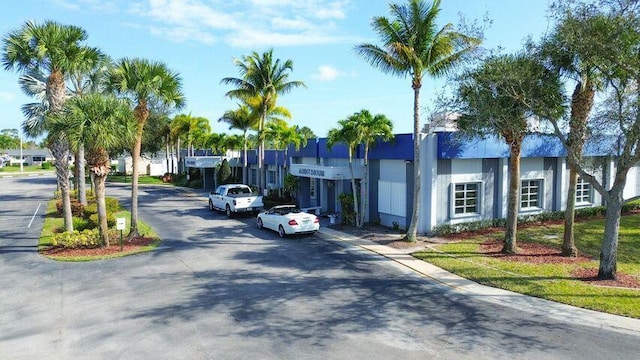view of road with a residential view