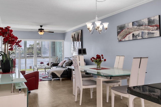 105 NE 19th Ave Unit 164, Deerfield Beach, FL 33441 - dining area with ornamental molding and ceiling fan with notable chandelier