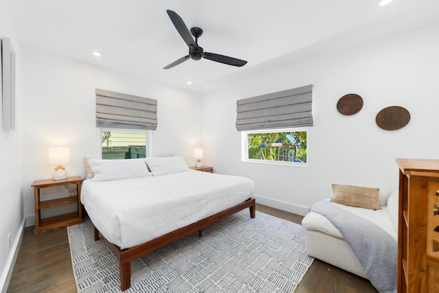 425 32nd St, West Palm Beach, FL 33407 - bedroom featuring multiple windows, wood finished floors, baseboards, and recessed lighting
