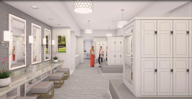 mudroom with carpet