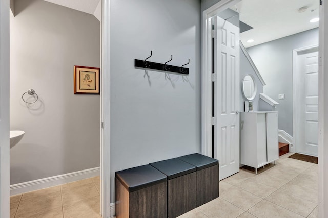 112 Osceola Ln, Jupiter, FL 33458 - mudroom with recessed lighting, tile patterned floors, and baseboards