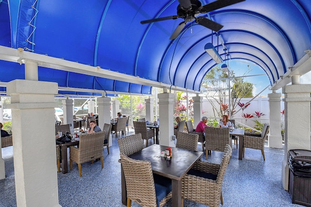 view of patio / terrace featuring a ceiling fan and outdoor dining area