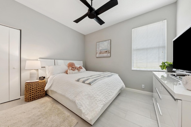 175 Harbor Lake Cir, Greenacres, FL 33413 - bedroom featuring baseboards, a ceiling fan, and lofted ceiling