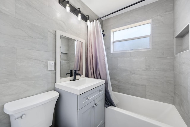 2136 W Carrol Cir, West Palm Beach, FL 33415 - bathroom featuring vanity, shower / bath combination with curtain, and toilet