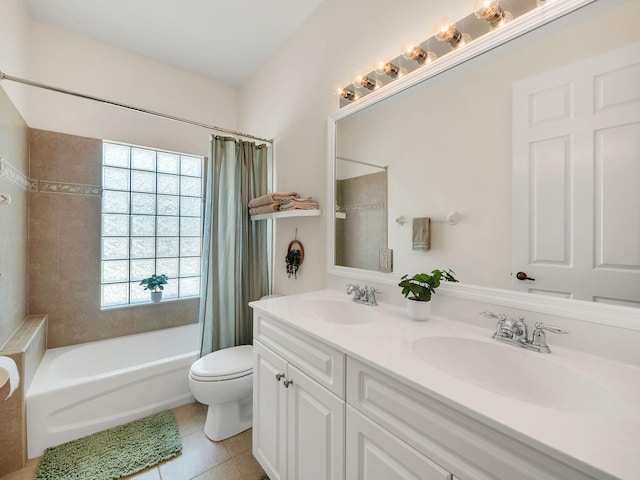 8465 Mandarin Blvd, Loxahatchee, FL 33470 - full bathroom featuring toilet, tile patterned floors, a sink, and shower / bath combo with shower curtain