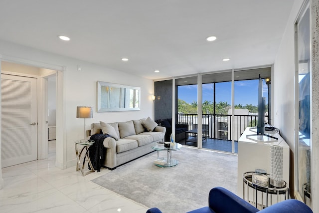 6 Royal Palm Way Unit 506, Boca Raton, FL 33432 - living area featuring recessed lighting and marble finish floor