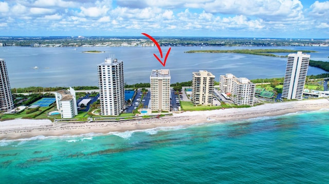 5440 N Ocean Dr Unit 202, Singer Island, FL 33404 - aerial view featuring a water view and a view of the beach