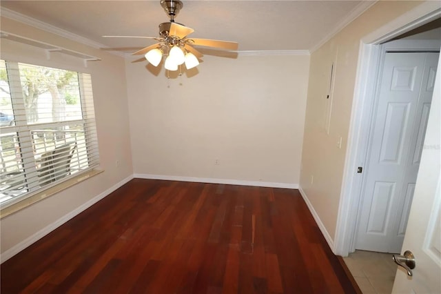 7175 NW 82nd Ct, Okeechobee, FL 34972 - spare room with ceiling fan, ornamental molding, baseboards, and wood finished floors