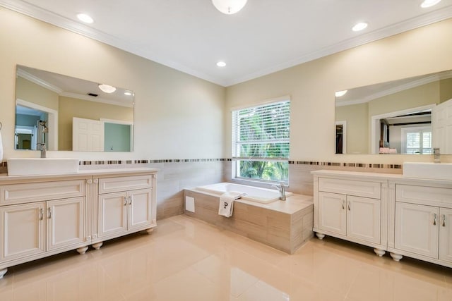 16239 121st Ter N, Jupiter, FL 33478 - full bathroom featuring ornamental molding, a sink, and tile patterned flooring