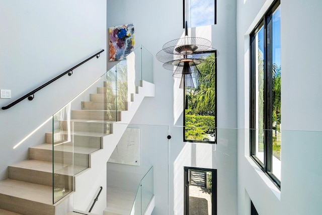 914 Palm Trl, Delray Beach, FL 33483 - stairway with a towering ceiling