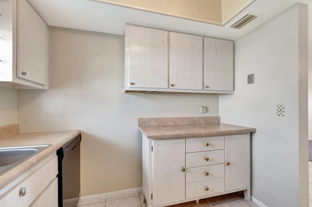 2811 Ashley Dr E Unit E, West Palm Beach, FL 33415 - kitchen with light countertops, baseboards, visible vents, and dishwasher