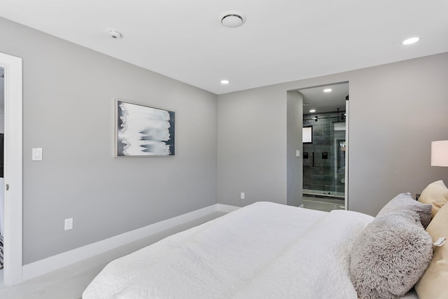 200 SW 12th St, Boca Raton, FL 33432 - bedroom with baseboards, ensuite bathroom, and recessed lighting