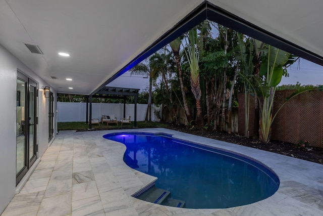 200 SW 12th St, Boca Raton, FL 33432 - view of swimming pool featuring a fenced in pool, a fenced backyard, and a patio area