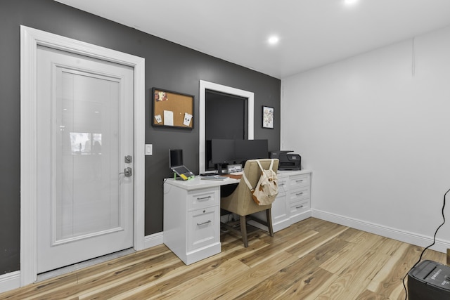1693 Woodbridge Lakes Cir, West Palm Beach, FL 33406 - office area featuring light wood finished floors, baseboards, and recessed lighting