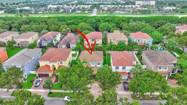 bird's eye view with a residential view