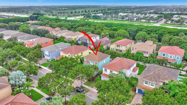 bird's eye view with a residential view