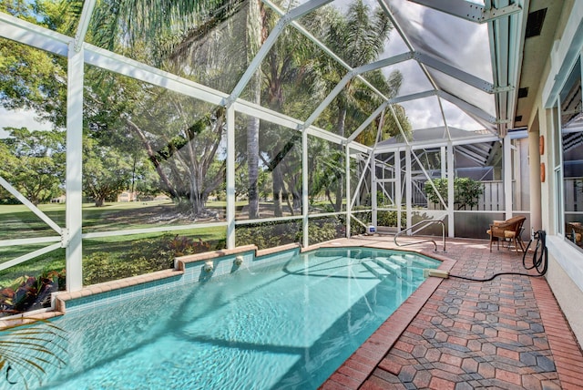 pool featuring a patio and a lanai