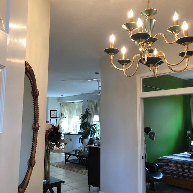 interior space with a notable chandelier