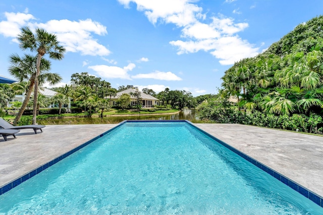 outdoor pool with a patio