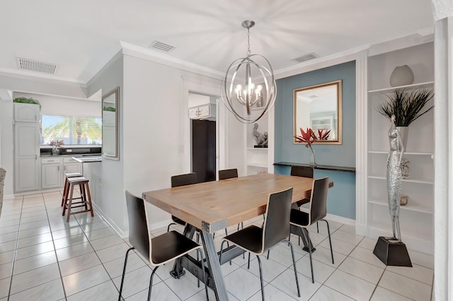 1065 SW 13th St, Boca Raton, FL 33486 - dining room featuring an inviting chandelier, light tile patterned flooring, and visible vents