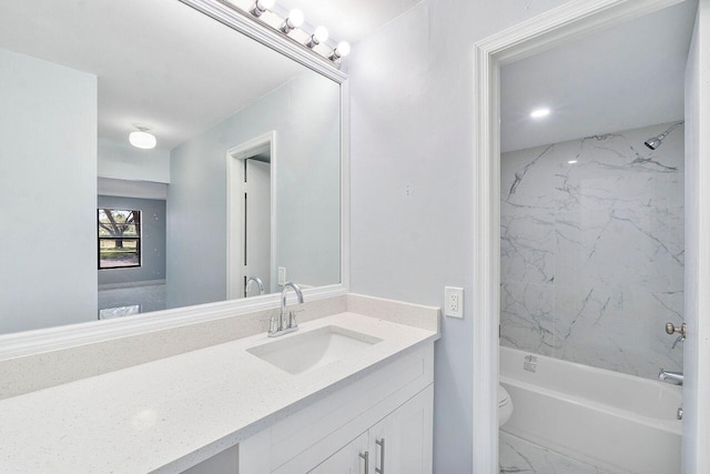 9960 Pineapple Tree Dr Unit 107, Boynton Beach, FL 33436 - full bath featuring vanity, marble finish floor, shower / bath combination, and toilet