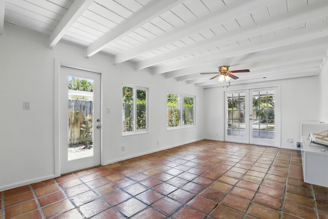 1225 15th Ave N, Lake Worth Beach, FL 33460 - unfurnished sunroom featuring french doors and beam ceiling