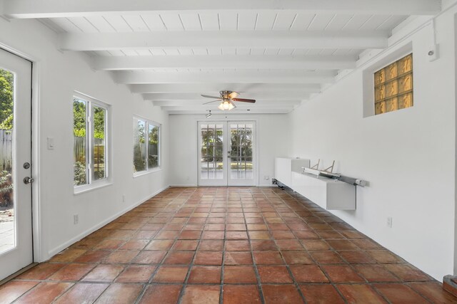 1225 15th Ave N, Lake Worth Beach, FL 33460 - unfurnished sunroom with french doors and beam ceiling